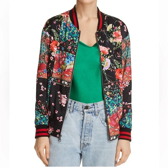 ALICE and OLIVIA Lila Oversized Patchwork Bomber Jacket - Picture 7 of 16